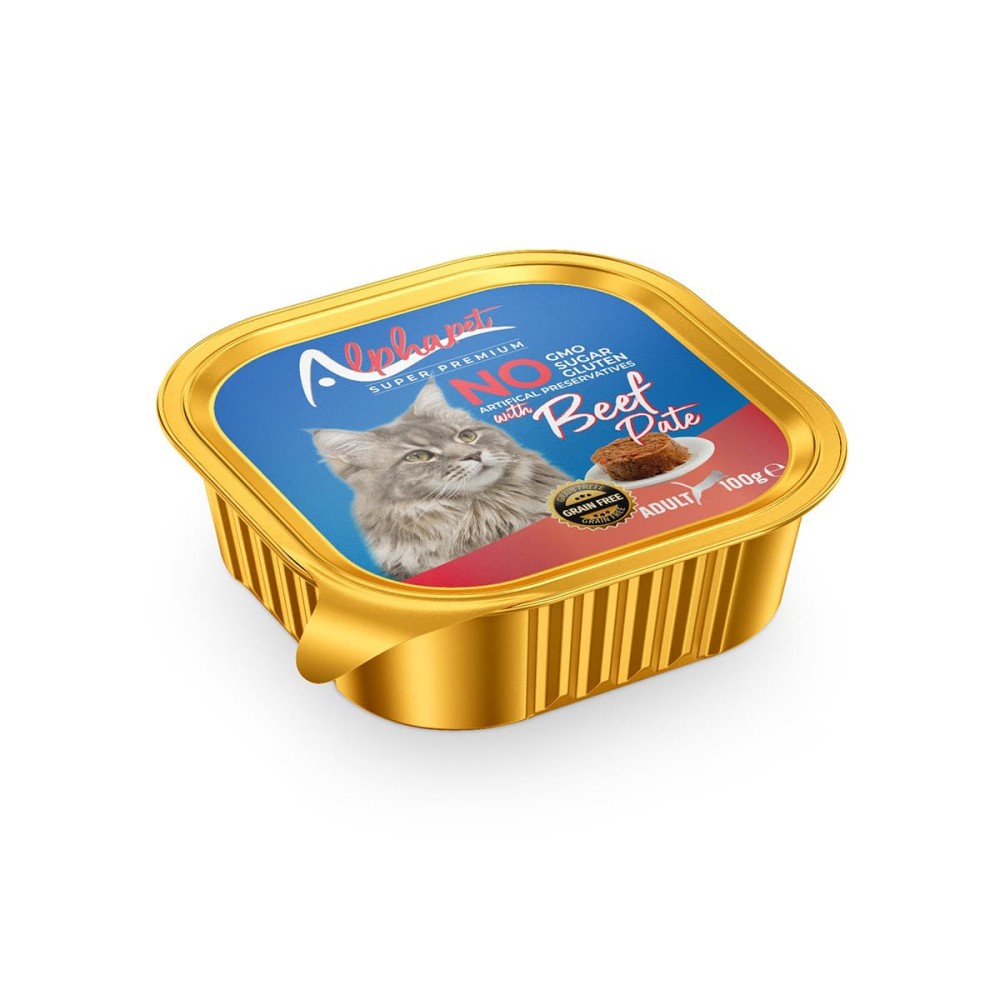 Alphapet Super Premium Πατέ 100gr για Ενήλικες Γάτες με Μοσχάρι σε Τασάκι Alphapet Super Premium Πατέ 100gr για Ενήλικες Γάτες με Μοσχάρι σε Τασάκι