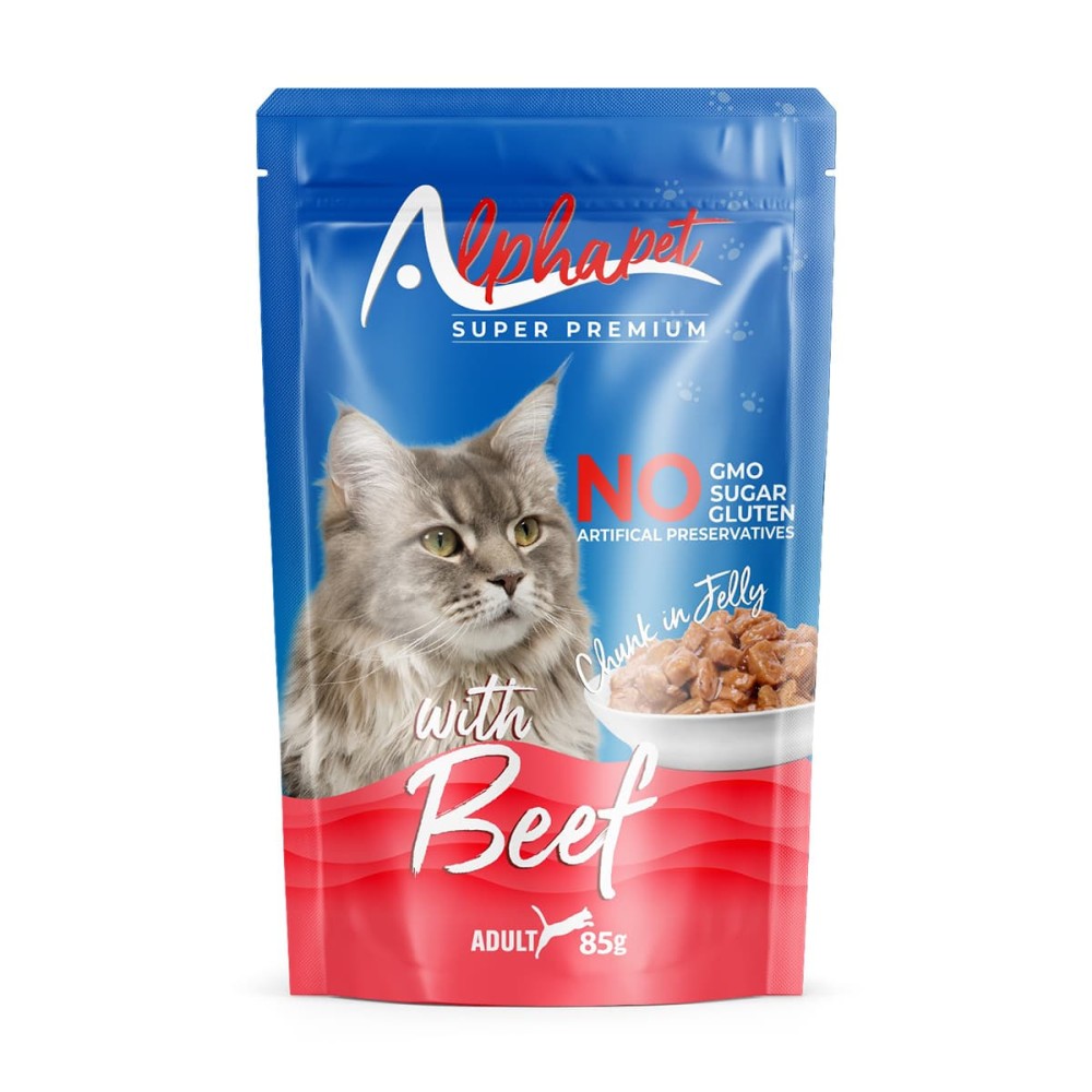Alphapet Super Premium Jelly 85gr για Ενήλικες Γάτες με Μοσχάρι σε Φακελάκι (Chunk in Jelly) Alphapet Super Premium Jelly 85gr για Ενήλικες Γάτες με Μοσχάρι σε Φακελάκι (Chunk in Jelly)