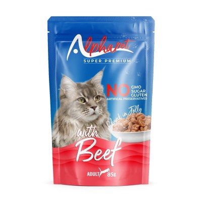 Alphapet Super Premium Jelly 85gr για Ενήλικες Γάτες με Μοσχάρι σε Φακελάκι (Chunk in Jelly) Alphapet Super Premium Jelly 85gr για Ενήλικες Γάτες με Μοσχάρι σε Φακελάκι (Chunk in Jelly)