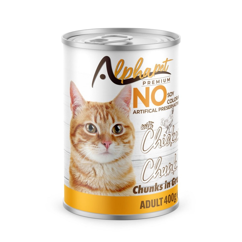 Alphapet Premium Κονσέρβα 400gr για Στειρωμένες Γάτες με Κοτόπουλο σε Σάλτσα (Chunks in Gravy)