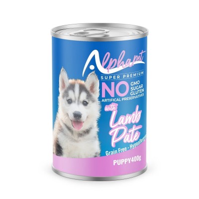 Alphapet Super Premium Πατέ 400gr για Κουτάβια με Αρνί & Ρύζι