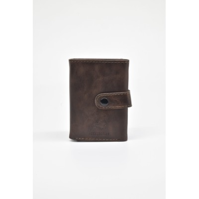 David Polo Unisex Πορτοφόλι & Θήκη Κάρτας με εξωτερικό κούμπωμα καφέ
