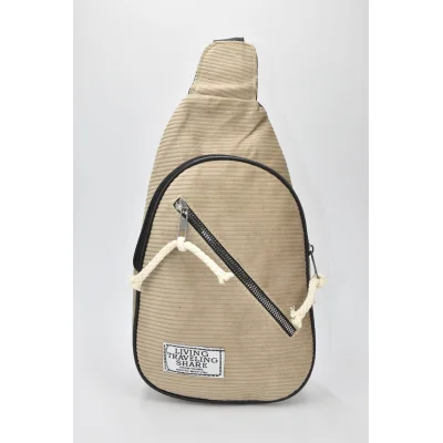 David Polo Unisex τσάντα Freebag βελούδο με δύο θήκες Μπεζ