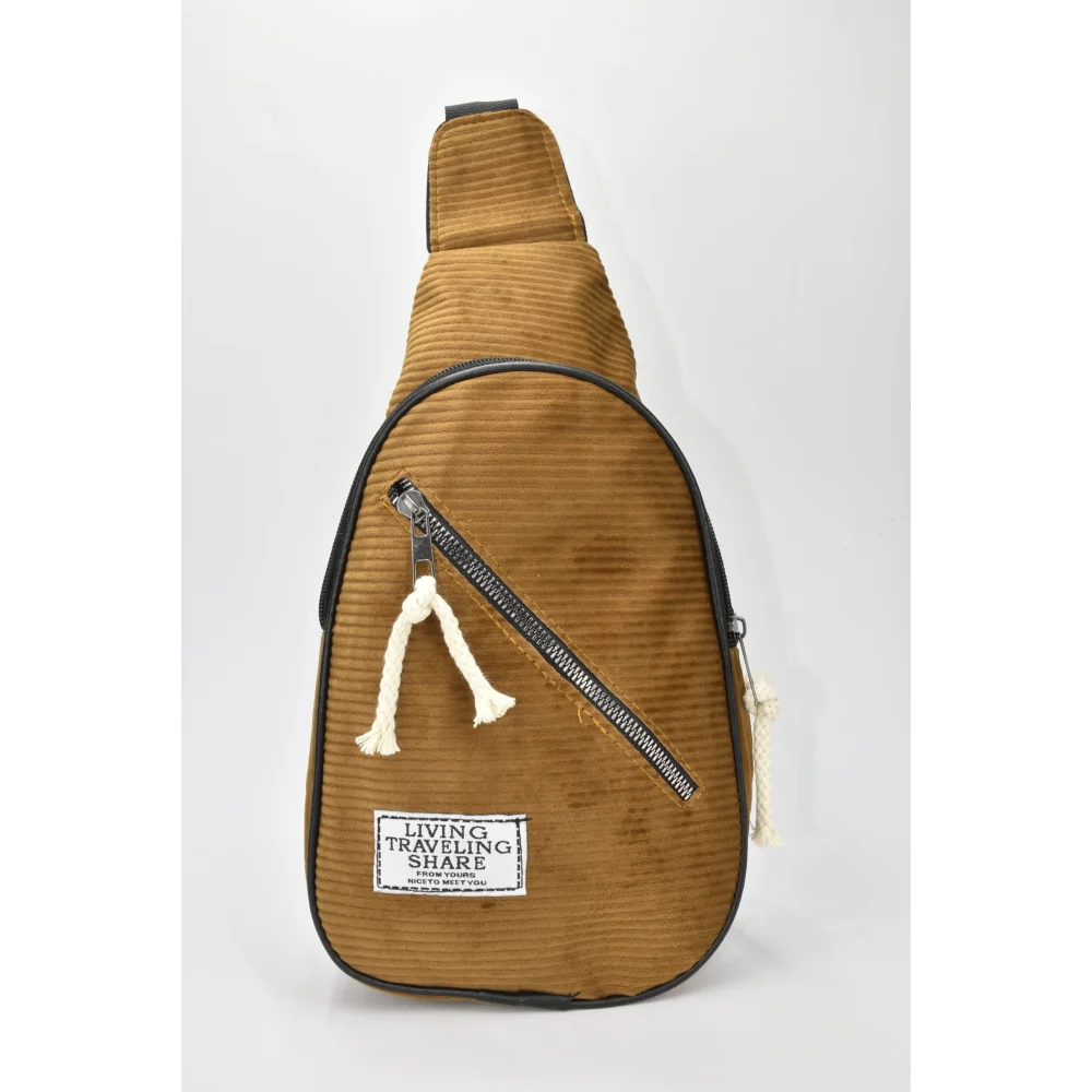 David Polo Unisex τσάντα Freebag βελουδί με δύο θήκες Καφέ David Polo Unisex τσάντα Freebag βελουδί με δύο θήκες Καφέ