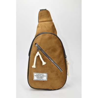 David Polo Unisex τσάντα Freebag βελουδί με δύο θήκες Καφέ