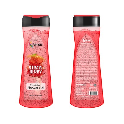 Famex Αφρόλουτρο Gel Απολέπισης με άρωμα Φράουλα 500 ml 