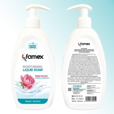 Famex Ενυδατικό Υγρό Κρεμοσάπουνο Fresh Peony με Άρωμα Πεόνιας 750ml