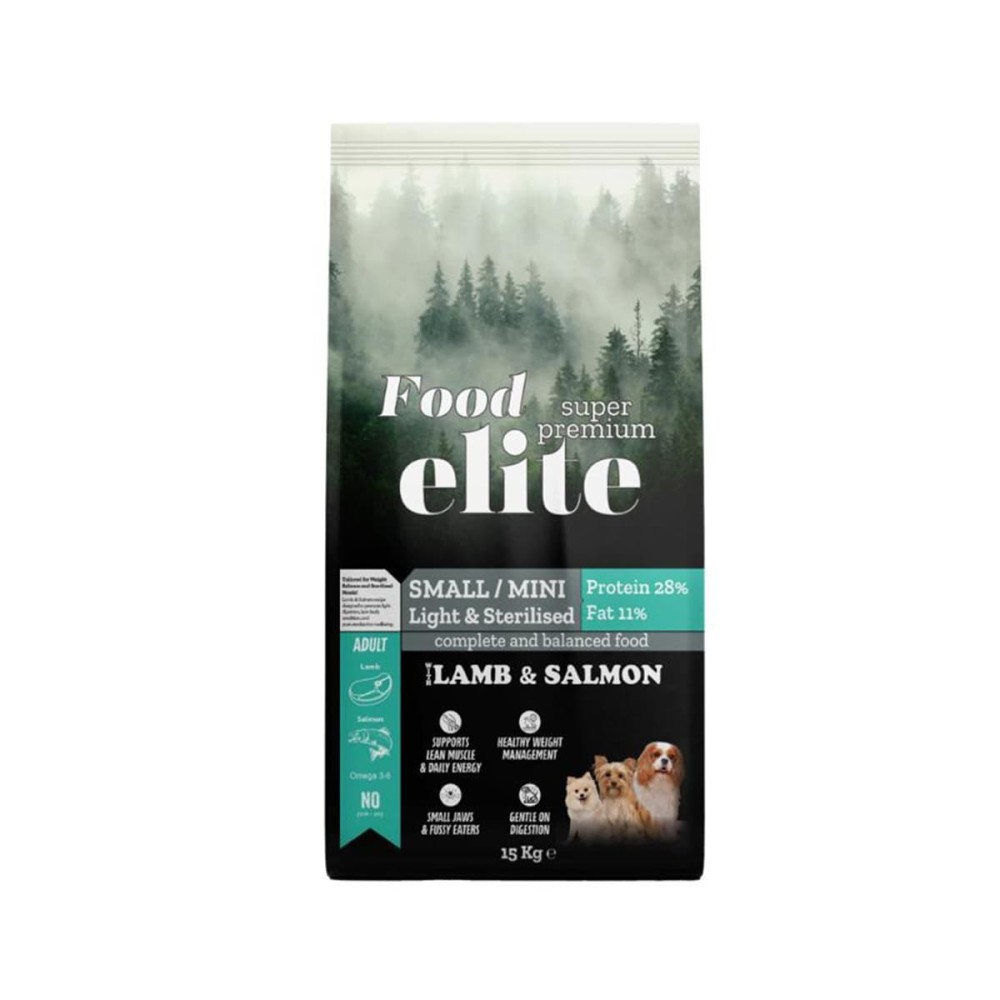Food Elite (28 protein 11 fat) 15kg Ξηρά Τροφή για Μίνι Στειρωμένους Σκύλους με Αρνί & Σολομό