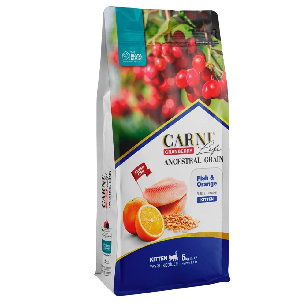 Maya Family Carni Life Cranberry 5kg ξηρά τροφή για γατάκια με ψάρι και πορτοκάλι Maya Family Carni Life Cranberry 5kg ξηρά τροφή για γατάκια με ψάρι και πορτοκάλι