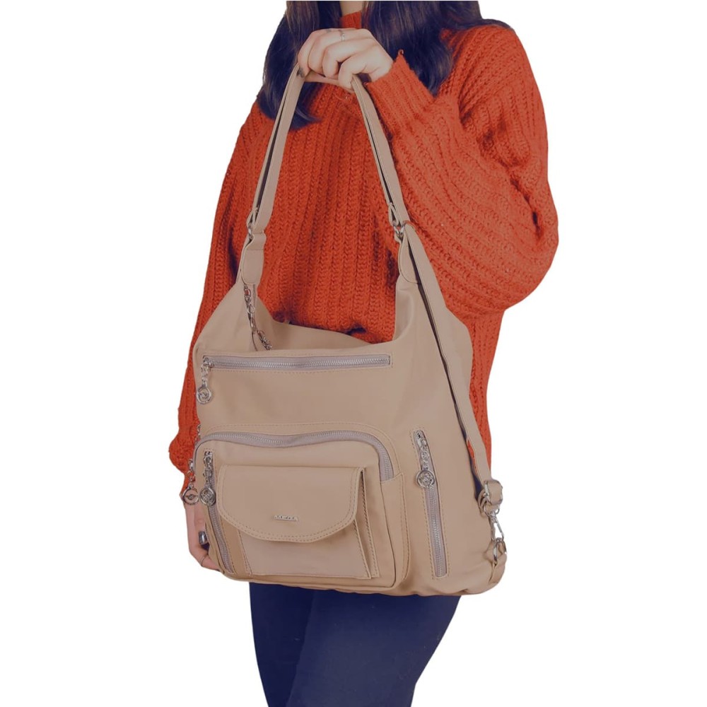 Mega Bag Γυναικείο Σακίδιο Πλάτης και ώμου με δύο θήκες Βιζόν Mega Bag Γυναικείο Σακίδιο Πλάτης και ώμου με δύο θήκες Βιζόν