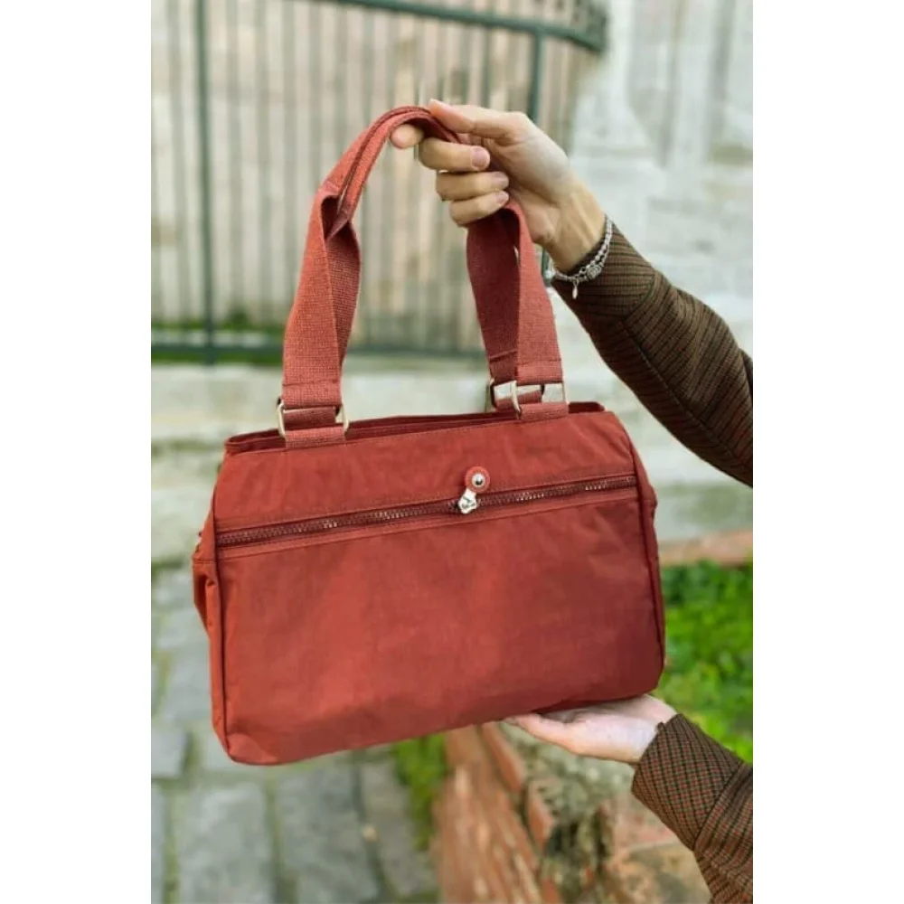 Mega Bag Γυναικεία Τσάντα ώμου Εξωτερική θήκη με φερμουάρ Κεραμιδί