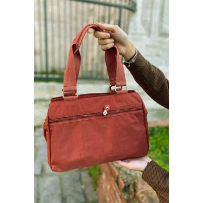 Mega Bag Γυναικεία Τσάντα ώμου Εξωτερική θήκη με φερμουάρ Κεραμιδί