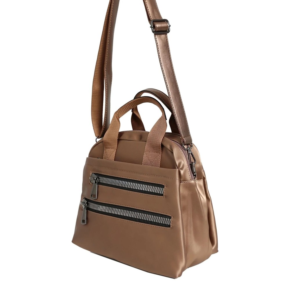 Mega Bag Γυναικεία Τσάντα Χιαστί με τρεις θήκες Χάλκινο Mega Bag Γυναικεία Τσάντα Χιαστί με τρεις θήκες Χάλκινο