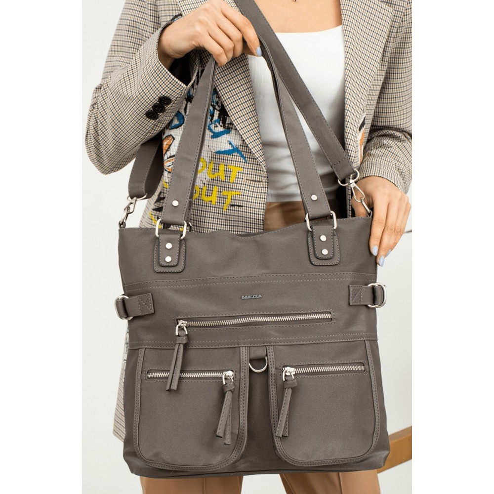 Mega Bag Γυναικεία Τσάντα ώμου με δύο θήκες Ανθρακί Mega Bag Γυναικεία Τσάντα ώμου με δύο θήκες Ανθρακί