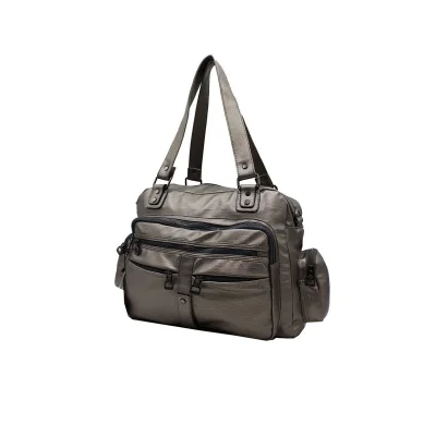 Mega Bag Γυναικεία Τσάντα ώμου με πολλαπλές θήκες Ανθρακί