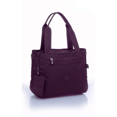 Mega Bag Γυναικεία τσάντα ώμου με τρείς θήκες Μωβ