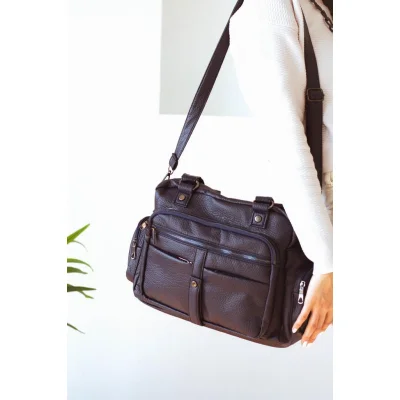 Mega Bag Γυναικεία Τσάντα ώμου με πολλαπλές θήκες Μπορντό