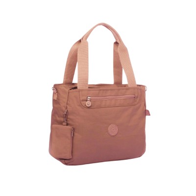 Mega Bag Γυναικεία τσάντα ώμου με τρείς θήκες Ροδακινί