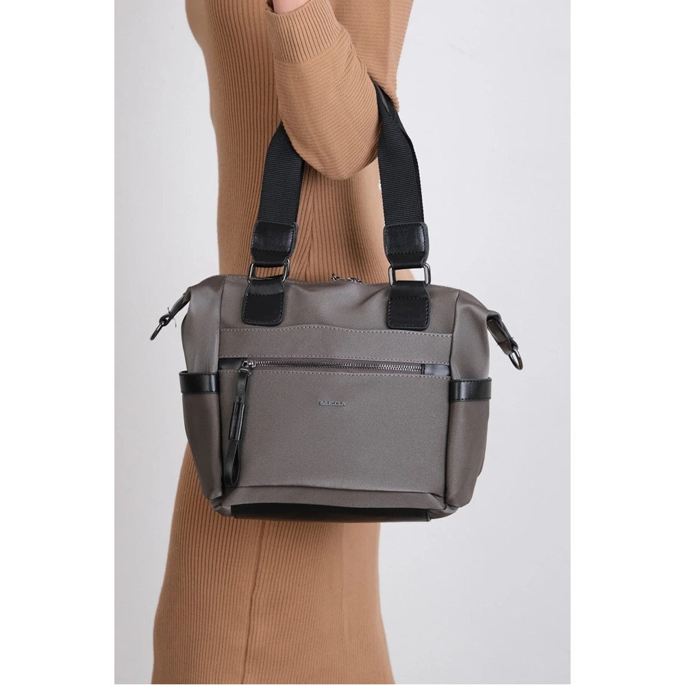 Mega Bag Γυναικεία Τσάντα ώμου μονής θήκης Ανθρακί Μαύρο Mega Bag Γυναικεία Τσάντα ώμου μονής θήκης Ανθρακί Μαύρο