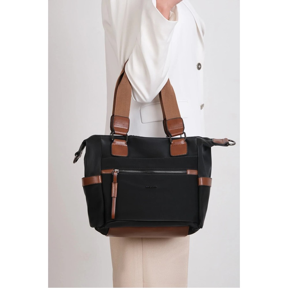 Mega Bag Γυναικεία Τσάντα ώμου μονής θήκης Ταμπά Μαύρο Mega Bag Γυναικεία Τσάντα ώμου μονής θήκης Ταμπά Μαύρο