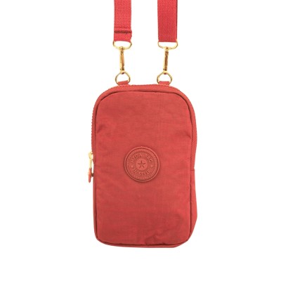 Mega Bag Γυναικείο Πορτοφόλι & Θήκη Τηλεφώνου με λουράκι με δύο θήκες Ροδακινί
