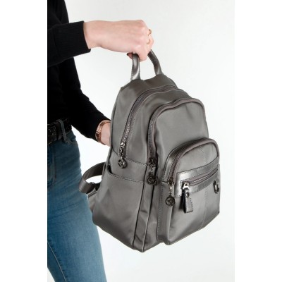Mega Bag Γυναικείο Σακίδιο Πλάτης με συνθετικό αδιάβροχο ύφασμα ανοιχτό Ανθρακί 