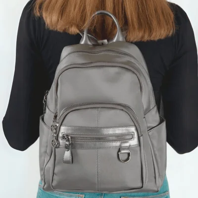 Mega Bag Γυναικείο Σακίδιο Πλάτης με συνθετικό αδιάβροχο δέρμα Ανθρακί