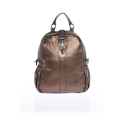 Mega Bag Γυναικείο Σακίδιο Πλάτης κλείσιμο με γαντζάκι Χάλκινο