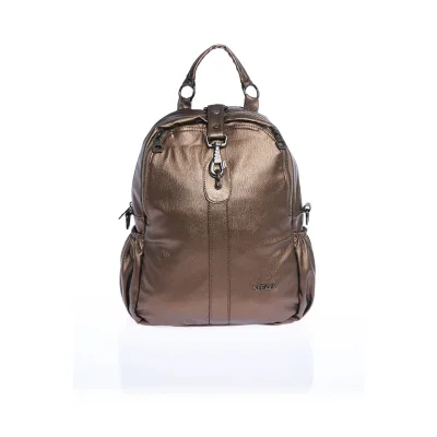 Mega Bag Γυναικείο Σακίδιο Πλάτης κλείσιμο με γαντζάκι Χάλκινο