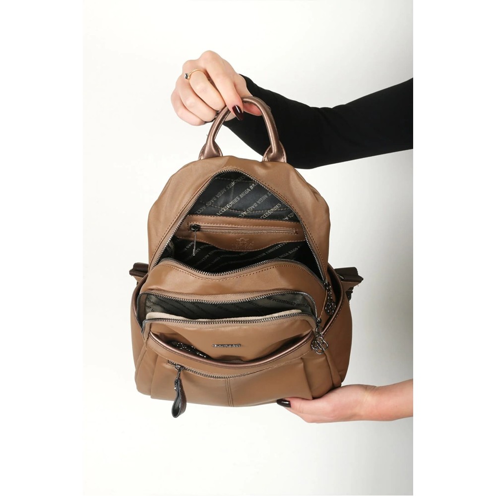 Mega Bag Γυναικείο Σακίδιο Πλάτης με πολλαπλές θήκες Χάλκινο Mega Bag Γυναικείο Σακίδιο Πλάτης με πολλαπλές θήκες Χάλκινο