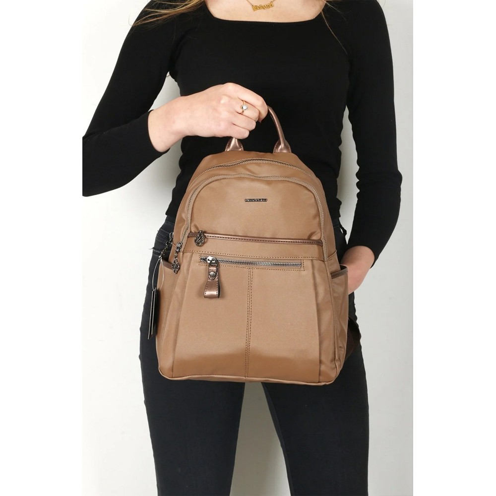 Mega Bag Γυναικείο Σακίδιο Πλάτης με πολλαπλές θήκες Χάλκινο Mega Bag Γυναικείο Σακίδιο Πλάτης με πολλαπλές θήκες Χάλκινο