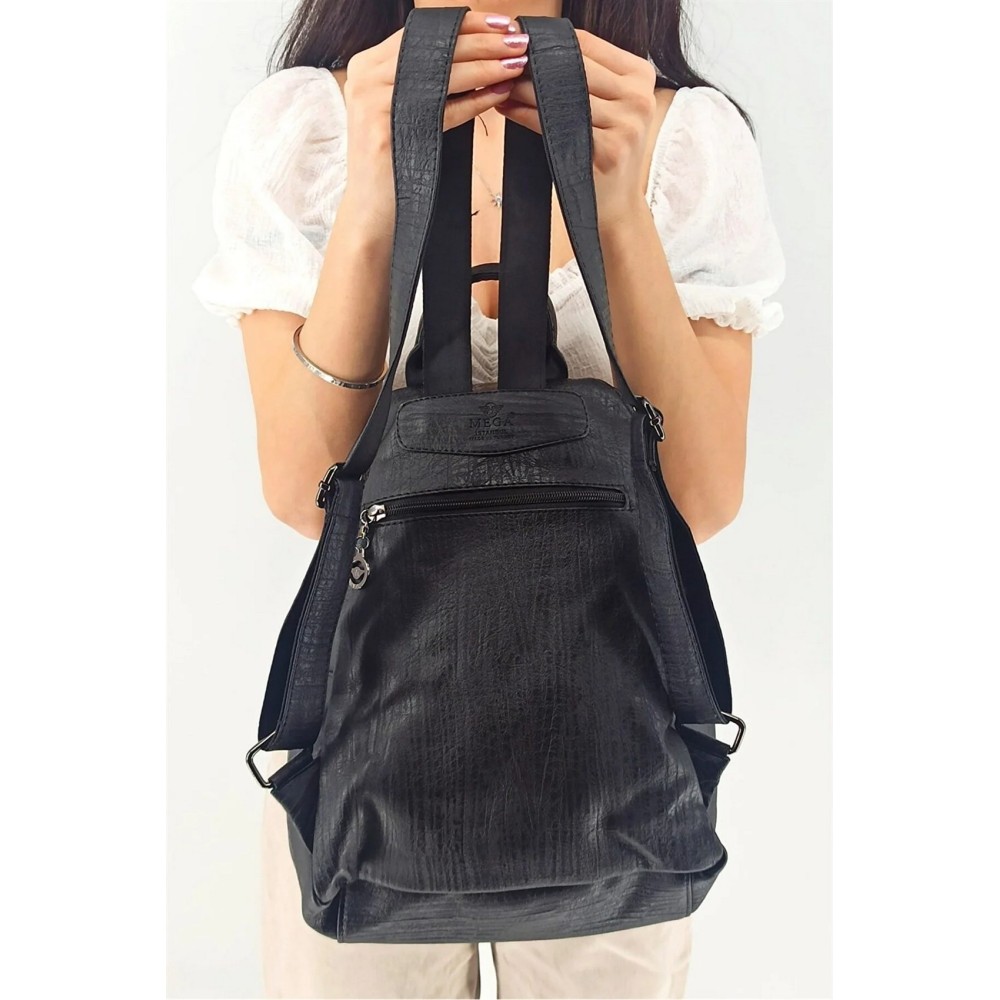 Mega Bag Γυναικείο Σακίδιο Πλάτης συνθετικό αδιάβροχο Δέρμα Μαύρο Mega Bag Γυναικείο Σακίδιο Πλάτης συνθετικό αδιάβροχο Δέρμα Μαύρο