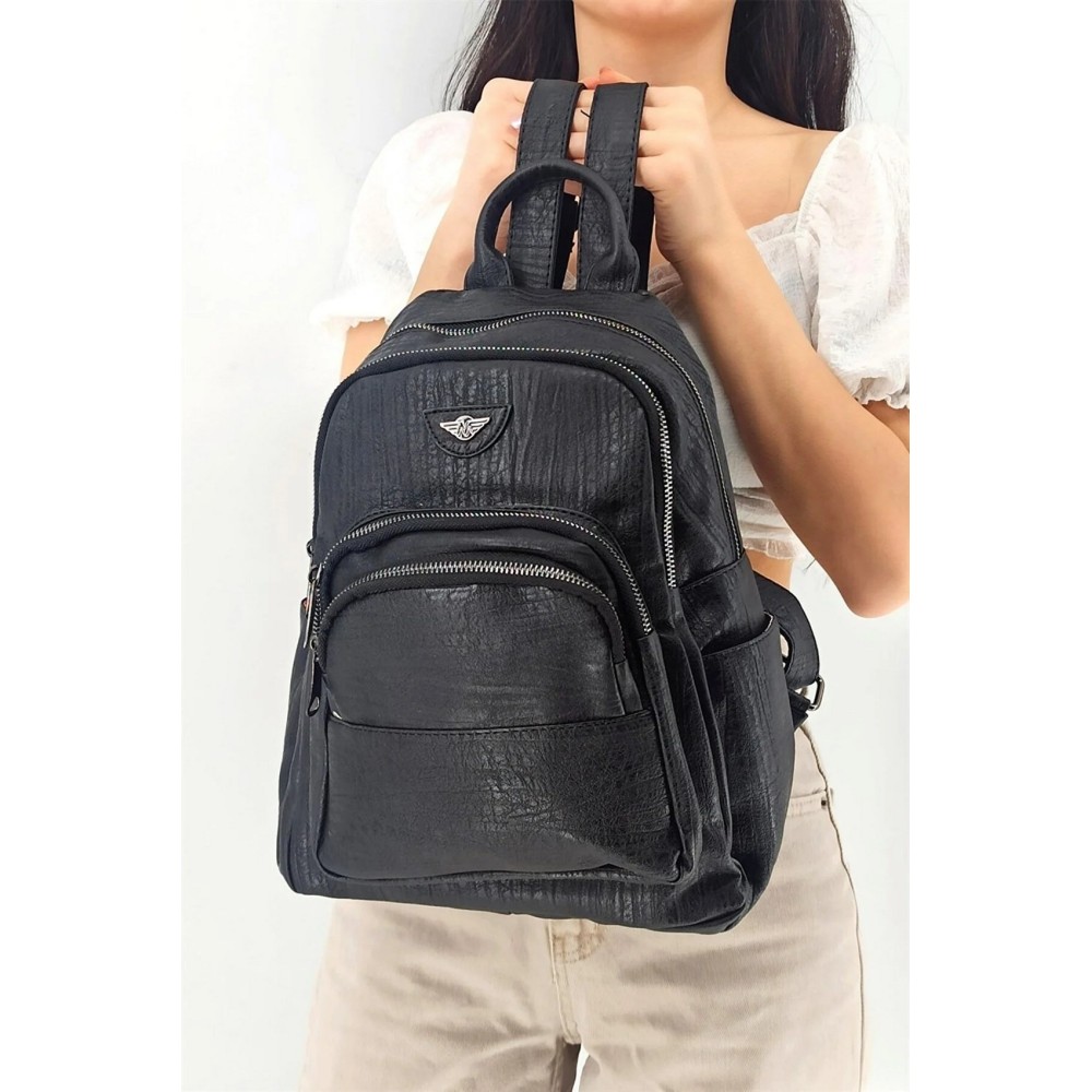 Mega Bag Γυναικείο Σακίδιο Πλάτης συνθετικό αδιάβροχο Δέρμα Μαύρο Mega Bag Γυναικείο Σακίδιο Πλάτης συνθετικό αδιάβροχο Δέρμα Μαύρο