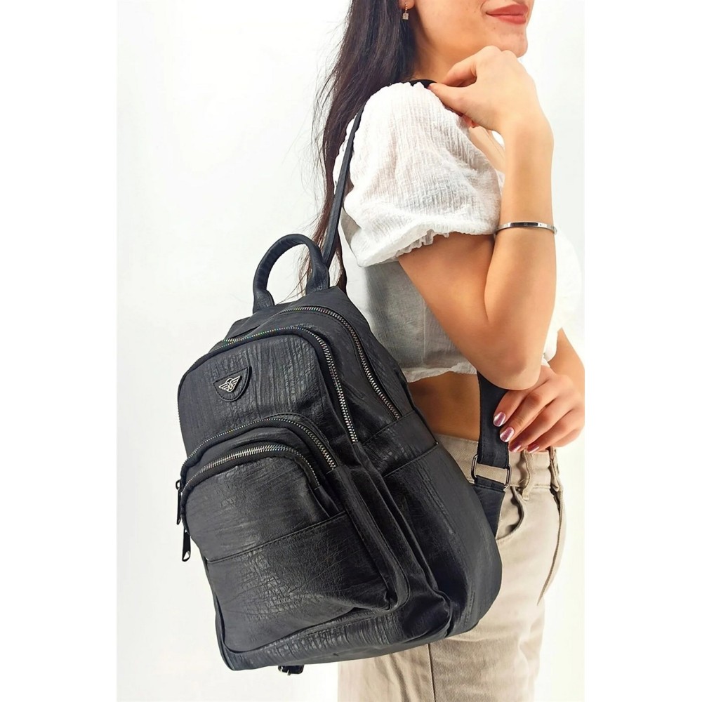 Mega Bag Γυναικείο Σακίδιο Πλάτης συνθετικό αδιάβροχο Δέρμα Μαύρο Mega Bag Γυναικείο Σακίδιο Πλάτης συνθετικό αδιάβροχο Δέρμα Μαύρο