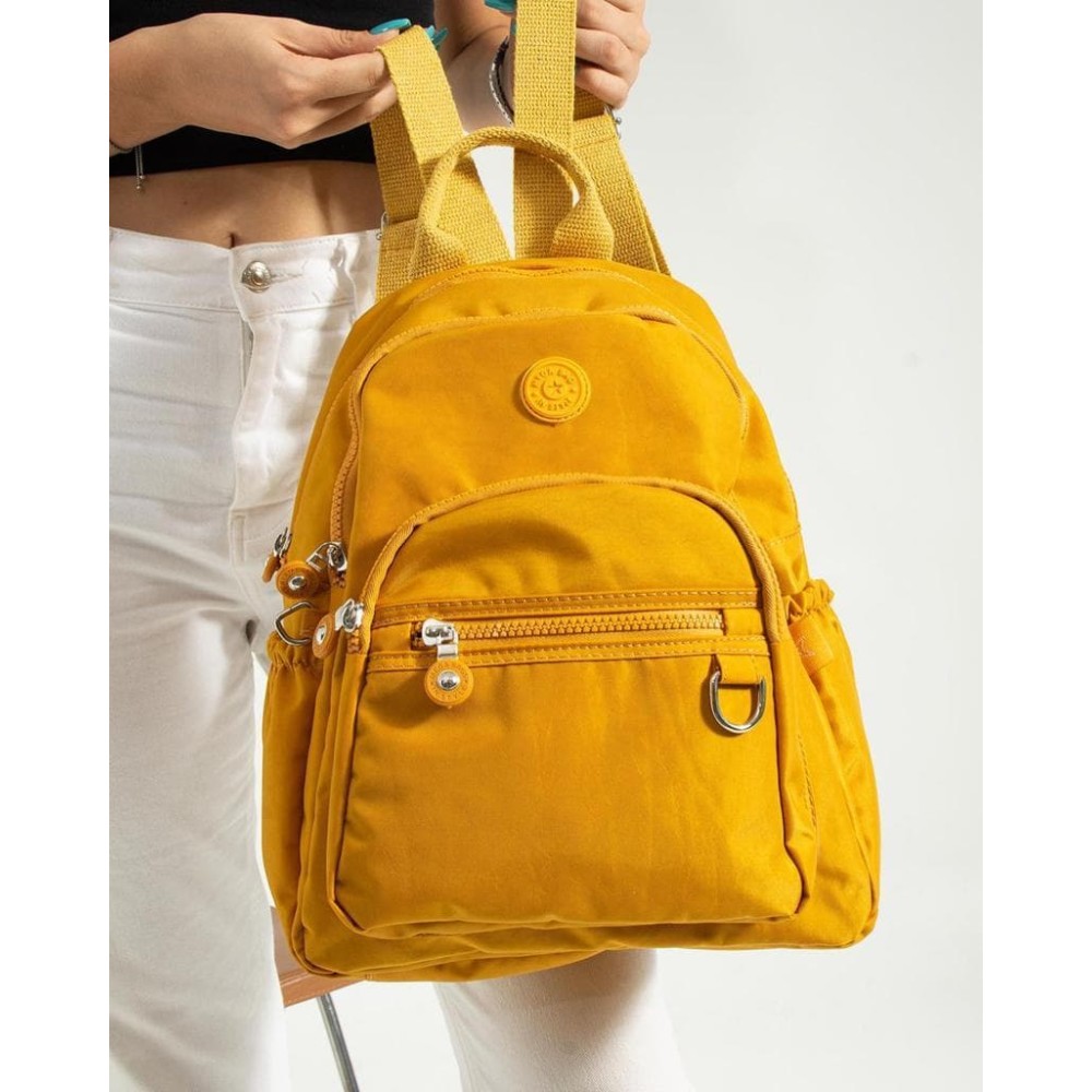Mega Bag γυναικείο σακίδιο πλάτης με γαντζάκι μπροστά κίτρινο Mega Bag γυναικείο σακίδιο πλάτης με γαντζάκι μπροστά κίτρινο