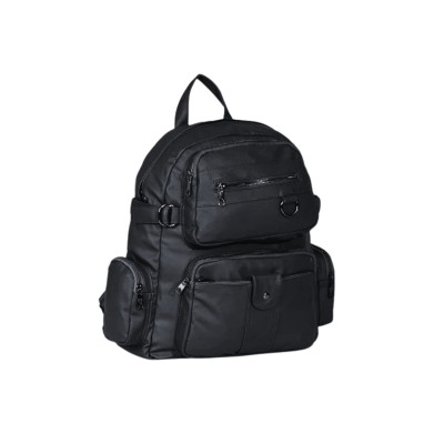 Mega Bag Γυναικείο Σακίδιο Πλάτης διακοσμητικά λουριά Μαύρο