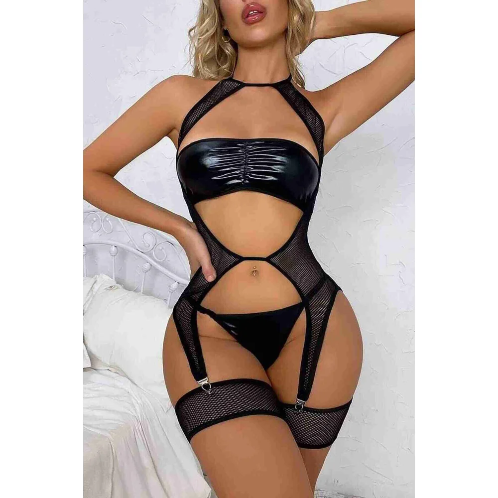 Merry See Sexy δερμάτινο σετ εσωρούχων με σουτιέν string και ζαρτιέρα Μαύρο 1 σετ MS9155 Merry See Sexy δερμάτινο σετ εσωρούχων με σουτιέν string και ζαρτιέρα Μαύρο 1 σετ MS9155