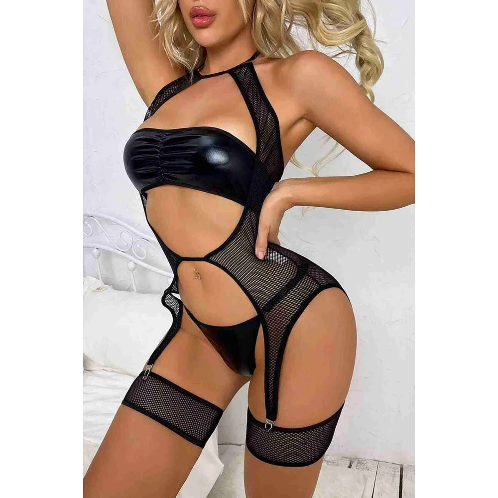 Merry See Sexy δερμάτινο σετ εσωρούχων με σουτιέν string και ζαρτιέρα Μαύρο 1 σετ MS9155 Merry See Sexy δερμάτινο σετ εσωρούχων με σουτιέν string και ζαρτιέρα Μαύρο 1 σετ MS9155