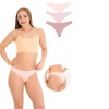 New Lilla Γυναικεία εσώρουχα τάνγκα με ραφές Σομόν/Βιζόν/Καφέ 3 τεμάχια