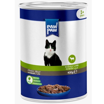 Pawpaw Low Grain 400gr Υγρή Τροφή για Ενήλικες Γάτες με Αρνί