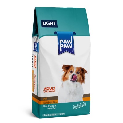 Pawpaw 3kg Ξηρά Τροφή Light για Ενήλικους Σκύλους με Αρνί και Ρύζι