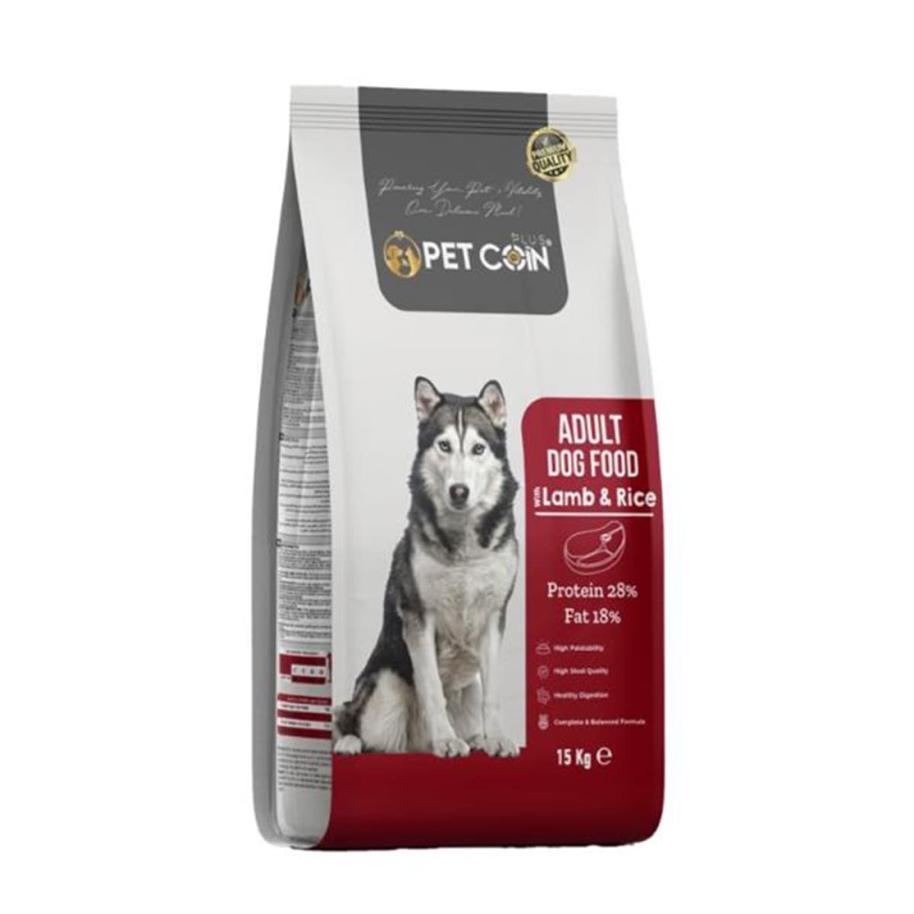 Pet coin Plus (28 protein 18 fat) 15kg Ξηρά Τροφή για Ενήλικους Σκύλους με Αρνί & Ρύζι