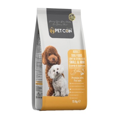 Petcoin (26 protein 14 fat) 15kg Ξηρά Τροφή Light για Μικρούς και Μίνι Στεριρωμένους Σκύλους με Αρνί & Σολομό