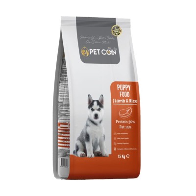 Pet coin Plus (30 protein 14 fat) 15kg Ξηρά Τροφή για Κουτάβια με Αρνί & Ρύζι