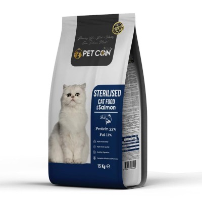Pet coin Plus (33 protein 11 fat) 15kg Ξηρά Τροφή για Στειρωμένες Γάτες με Σολομό