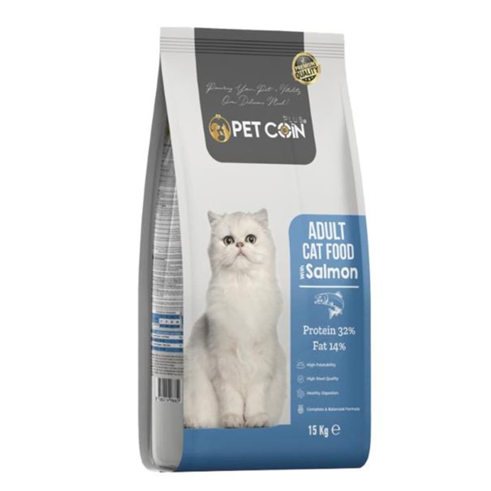 Pet coin Plus (32 protein 14 fat) 15kg Ξηρά Τροφή για Ενήλικες Γάτες με Σολομό