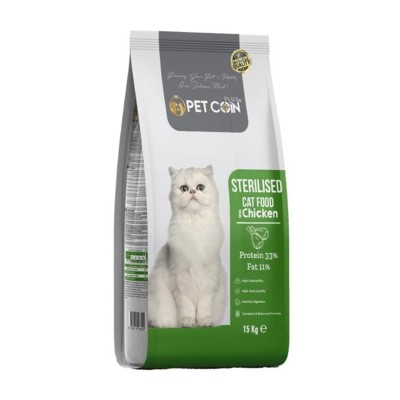 Pet coin Plus (33 protein 11 fat) 15kg Ξηρά Τροφή για Στειρωμένες Γάτες με Κοτόπουλο