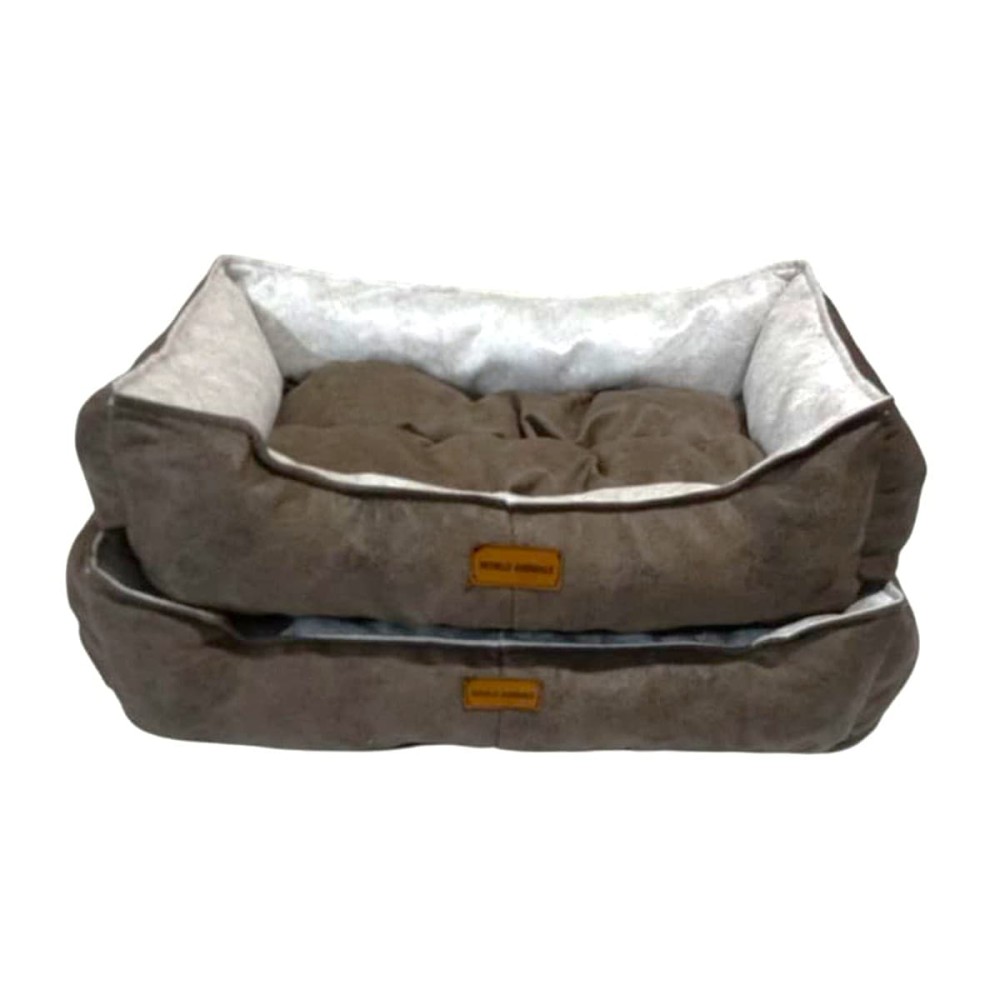 Robert Shop Collection Σετ Κρεβατιών Κατοικιδίων Ορθογώνιο Καφέ-Λευκό 2τμχ