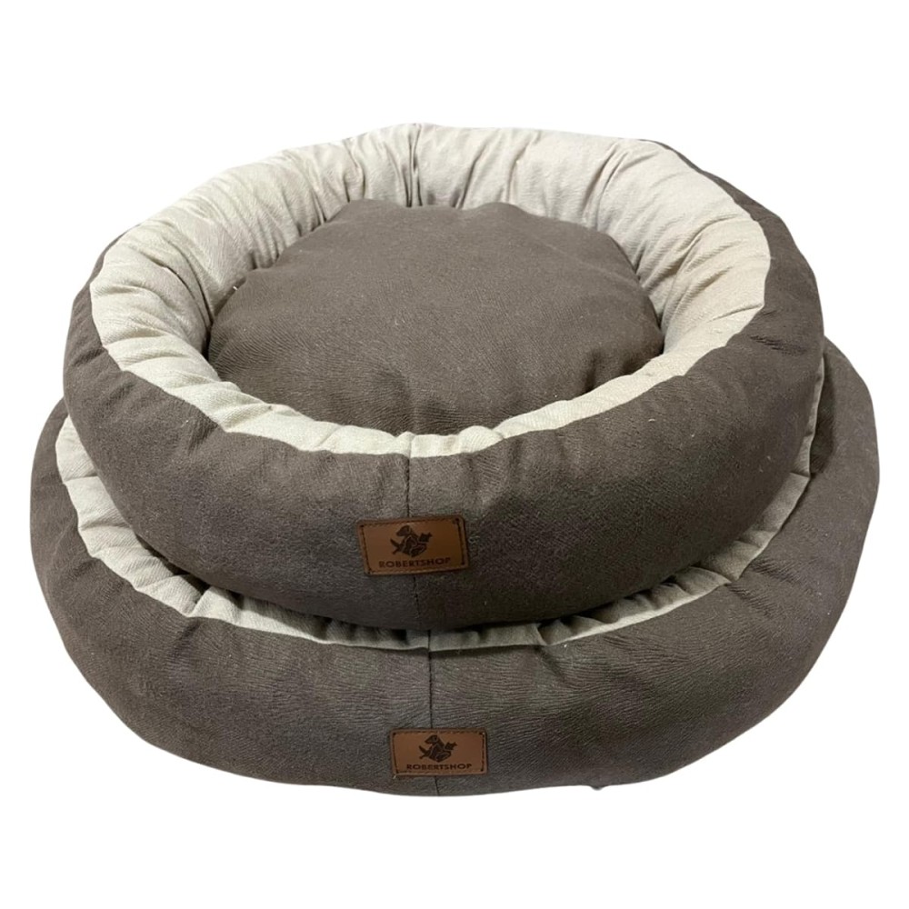 Robert Shop Collection Σετ Κρεβατιών Κατοικιδίων Στρογγυλό Καφέ-Μπεζ 2τμχ