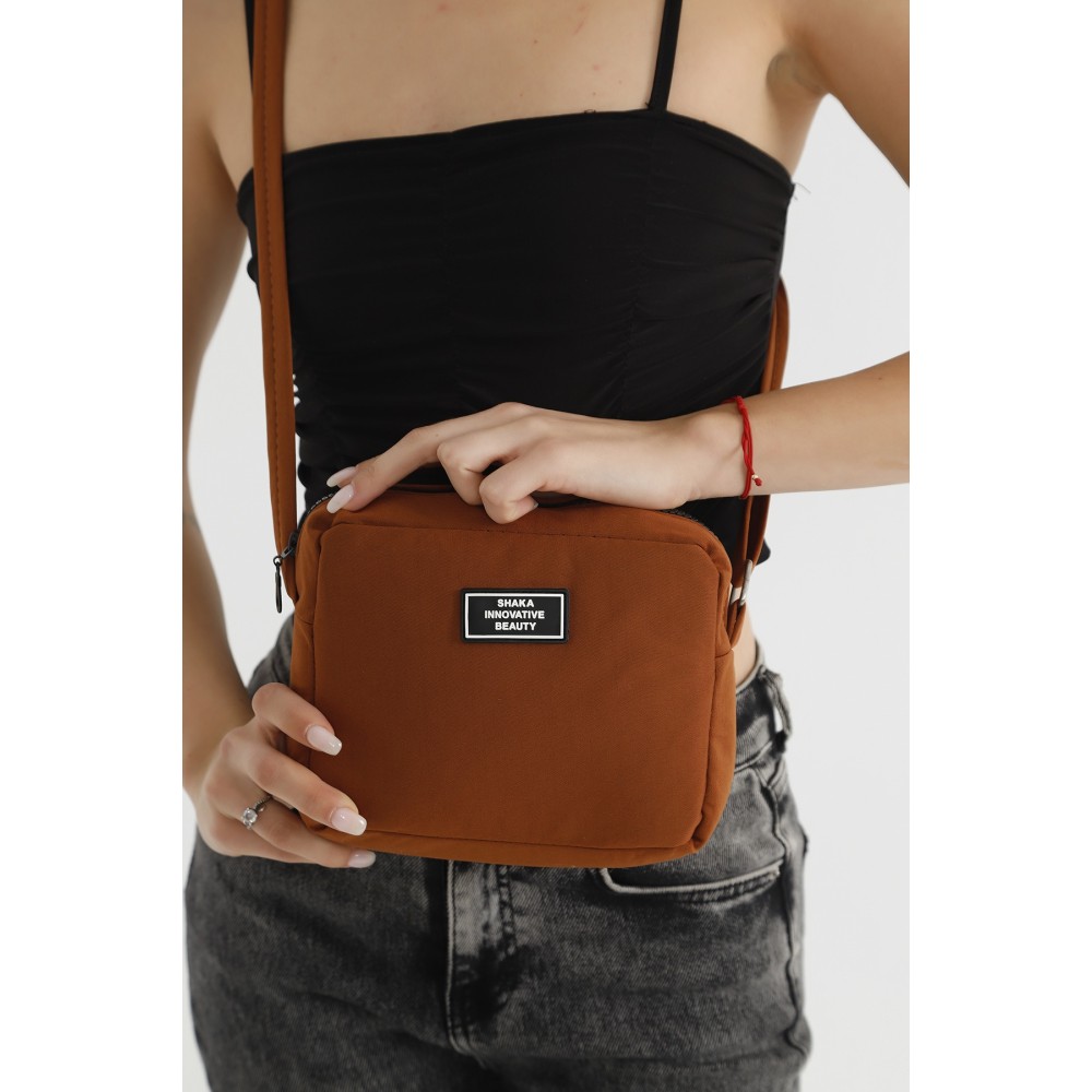 Shaka mini τσάντα χιαστί μονής θήκης Καφέ Shaka mini τσάντα χιαστί μονής θήκης Καφέ